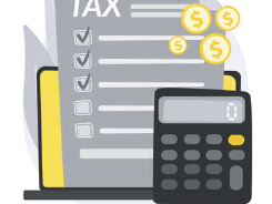 Tax form and calculator representing tax planning